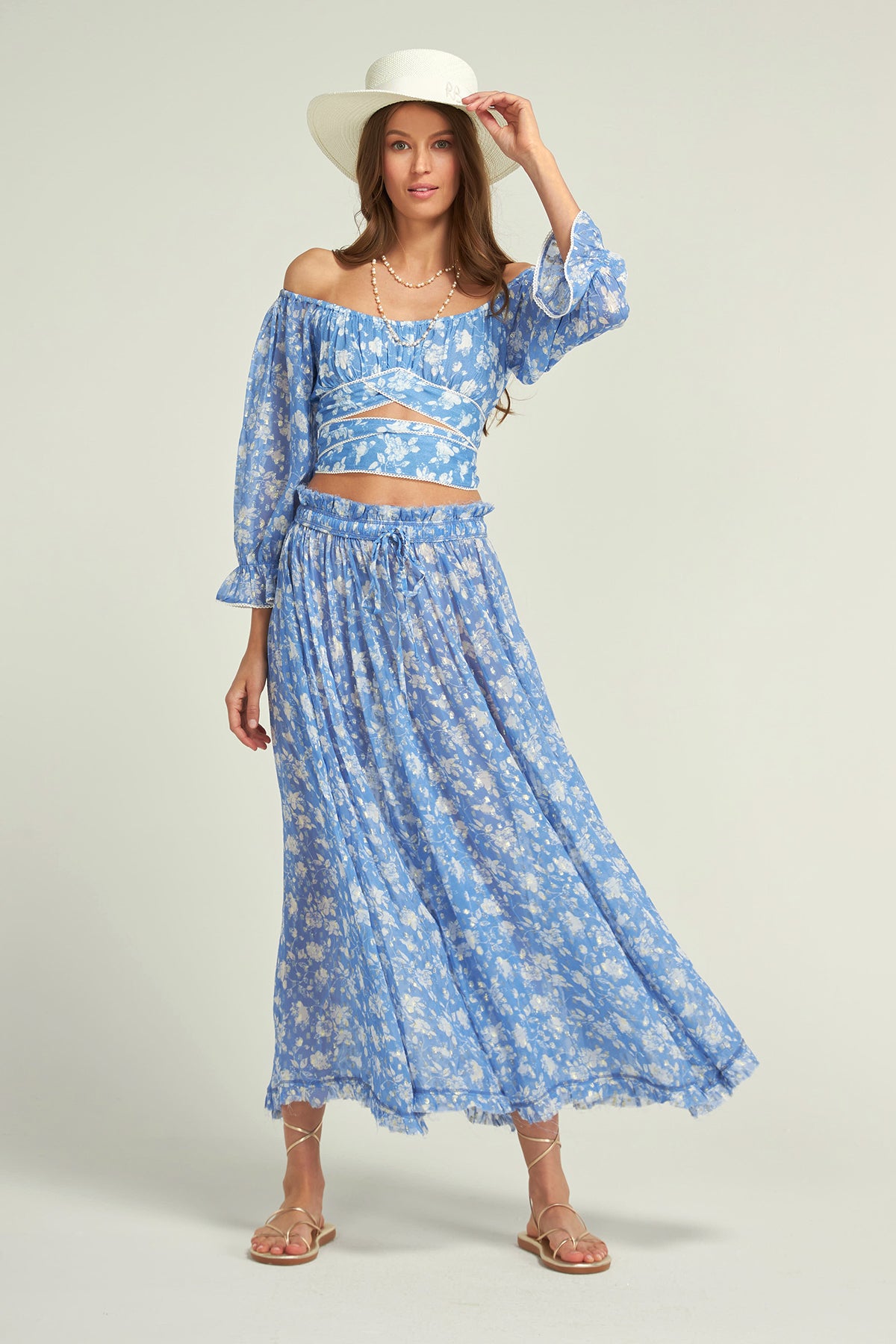 Light blue flower skirt sale