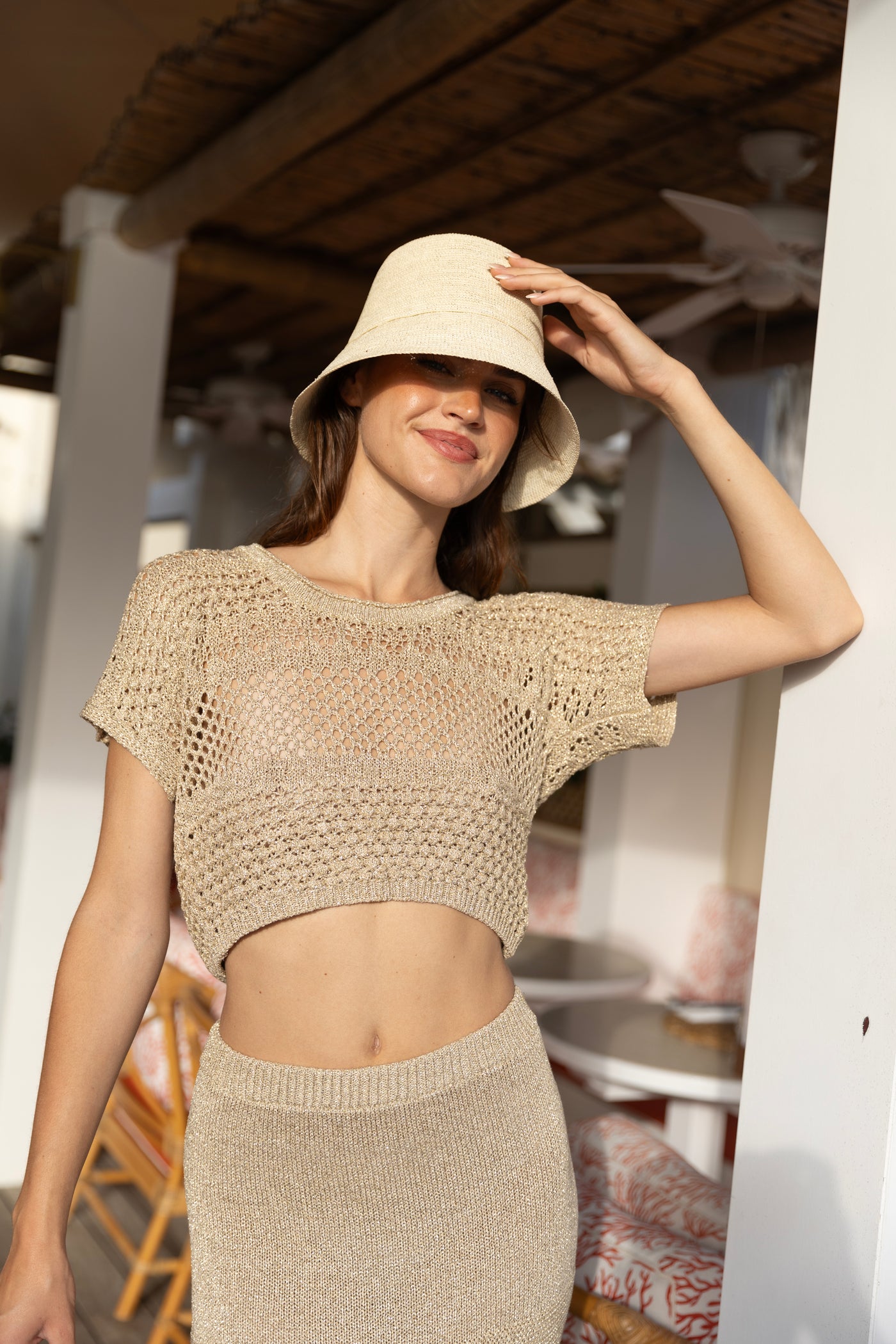 Top Mateo Crochet Lurex Doré