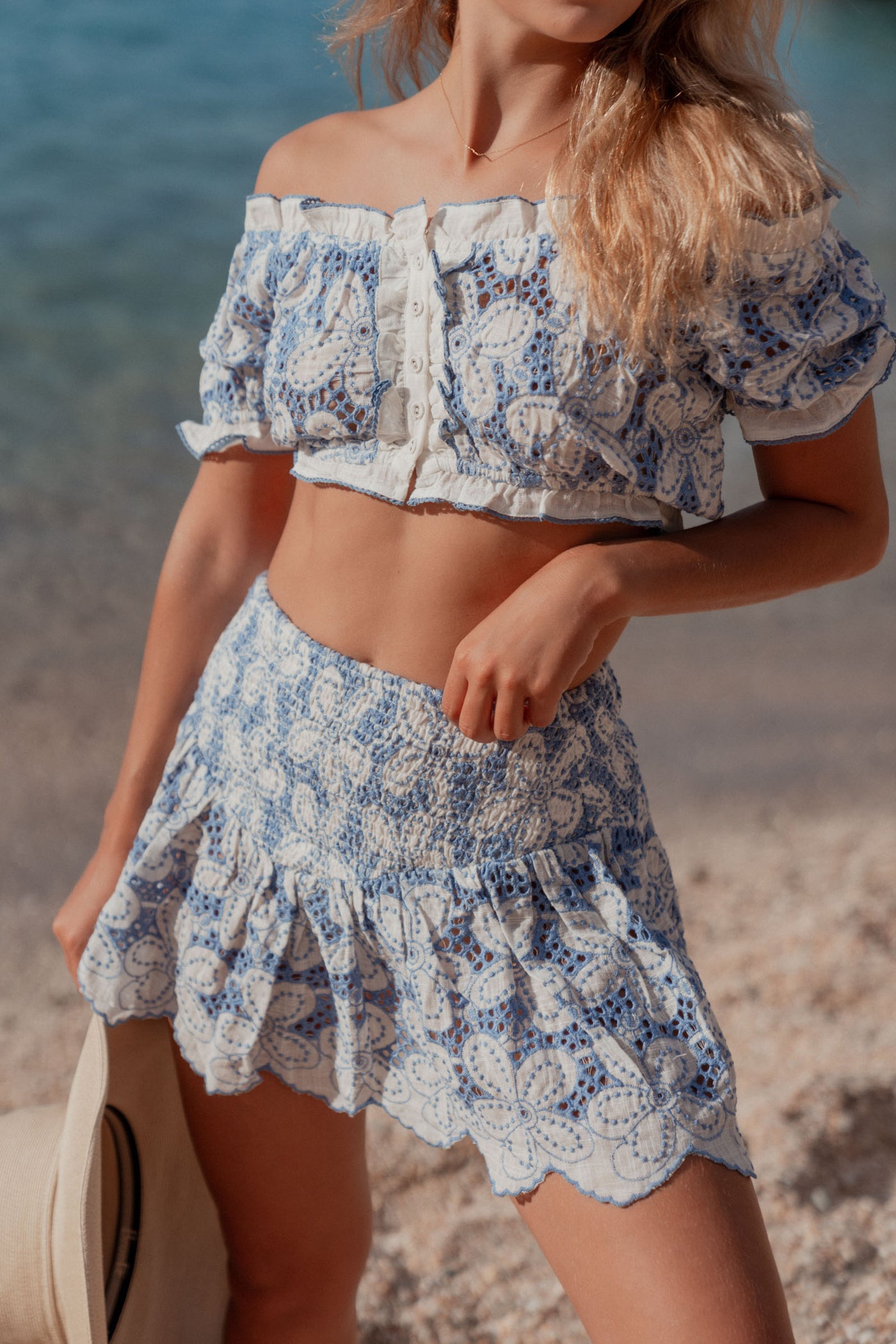 Yaya Embroidered Skirt Blue