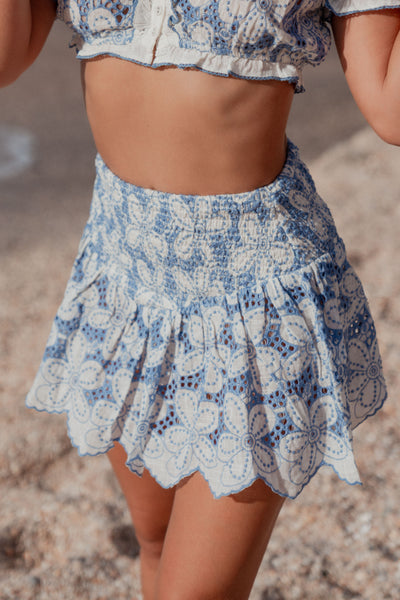 Yaya Embroidered Skirt Blue