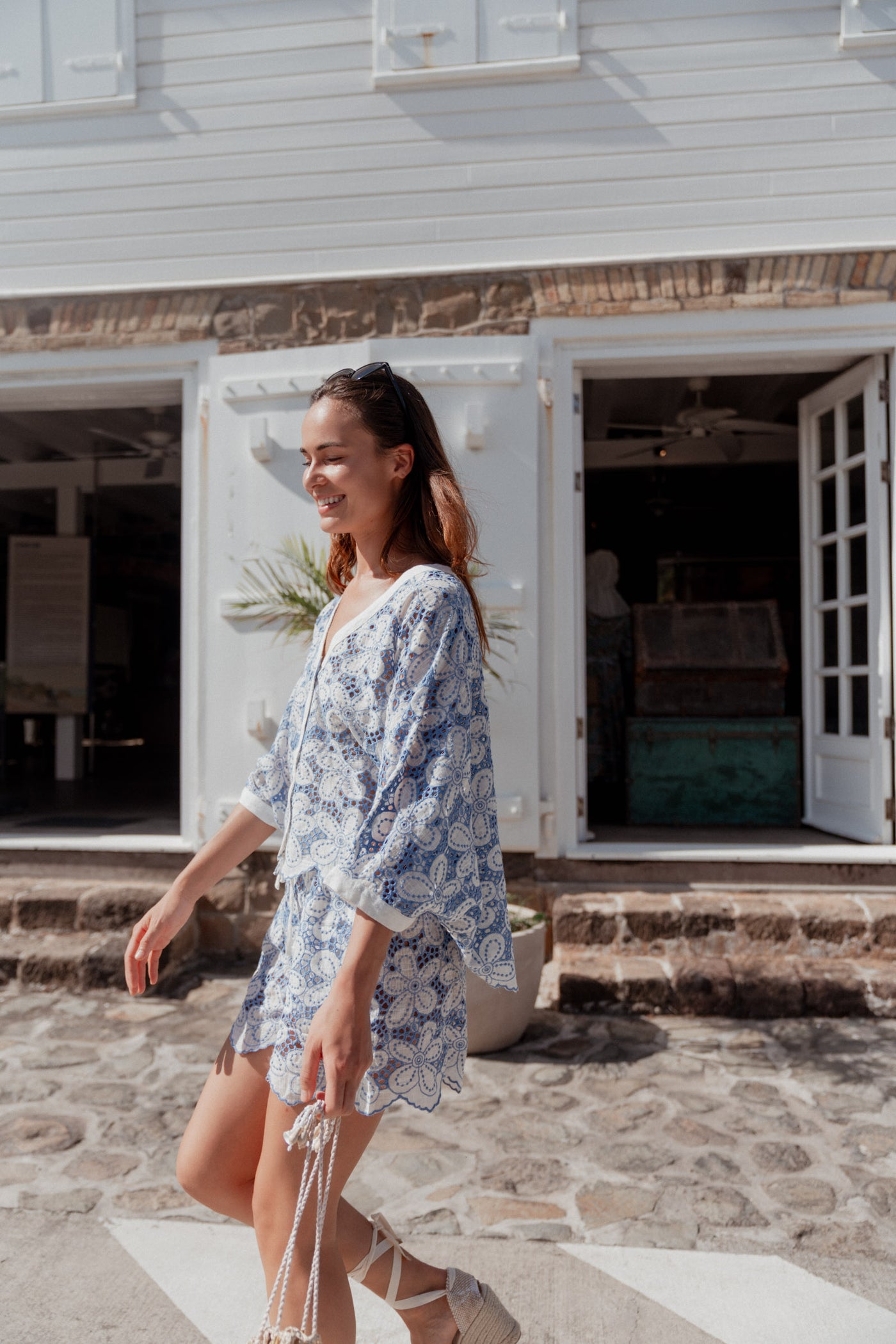 Babylon Embroidered Top Blue