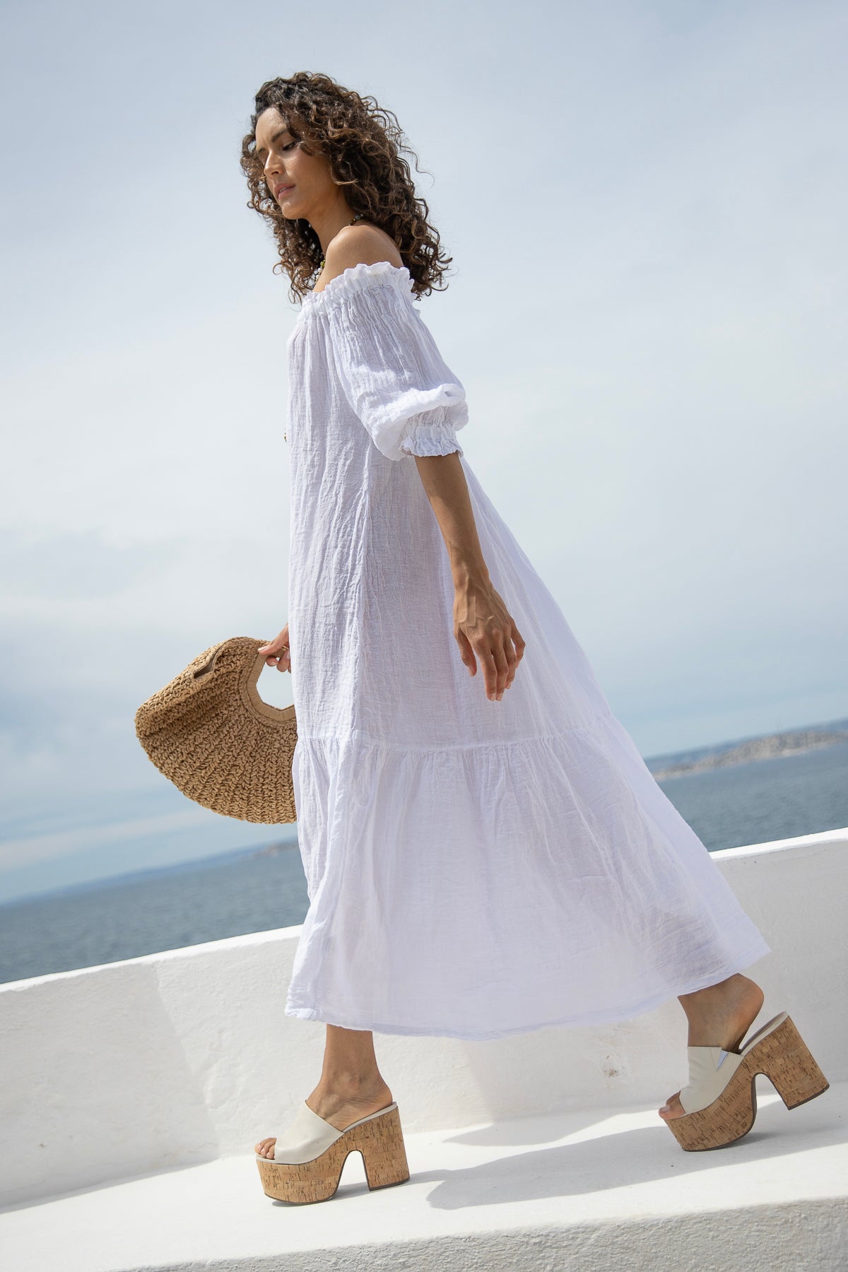 Noelie Linen Dress White