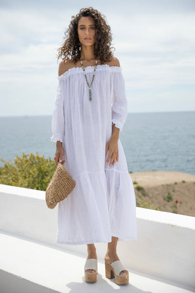 Noelie Linen Dress White