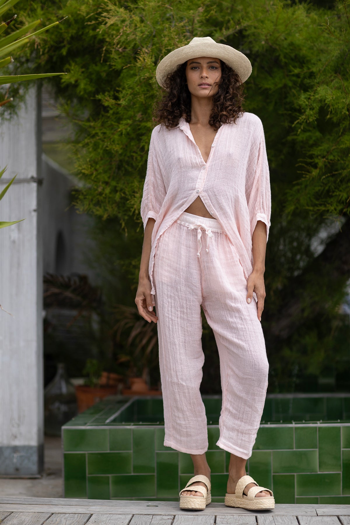 Basil Linen Pants Prima Rosa