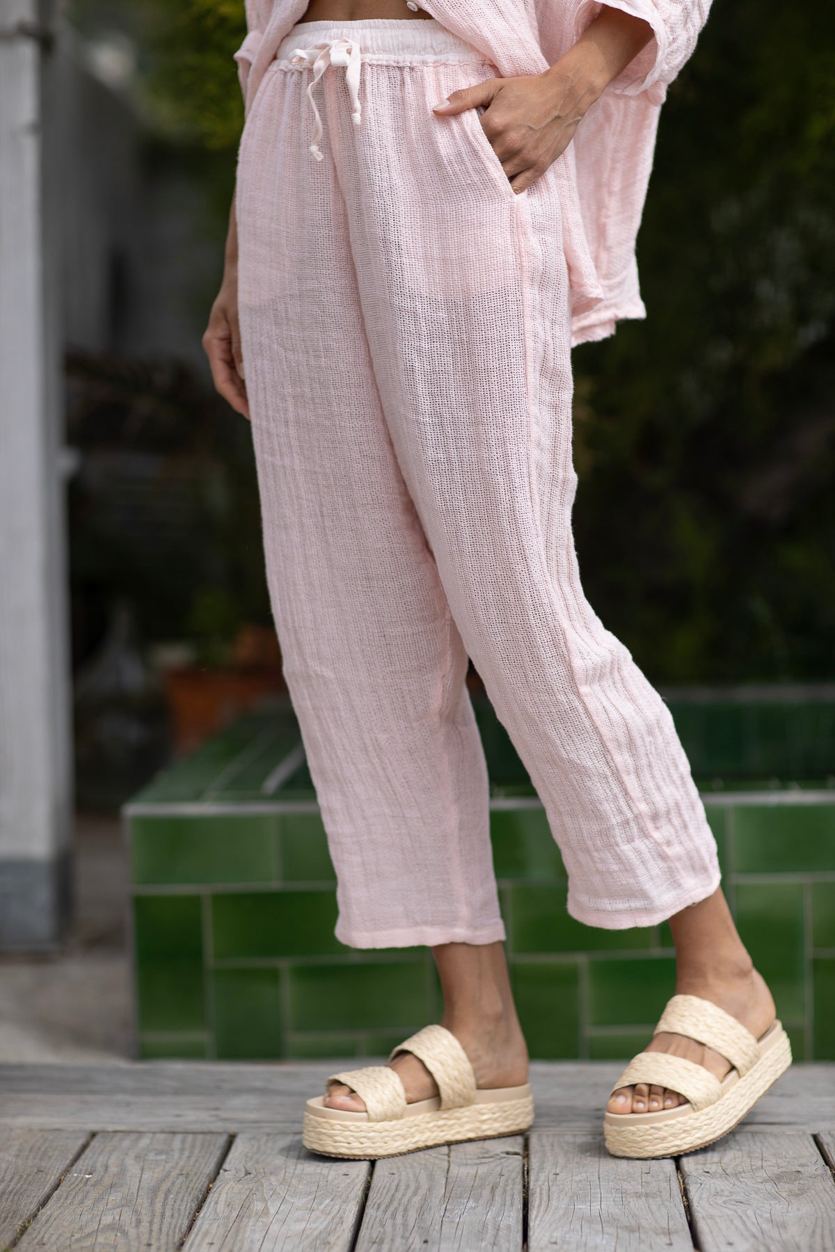 Basil Linen Pants Prima Rosa