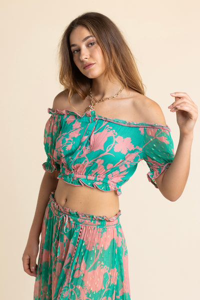 Ashley Flower Top Green