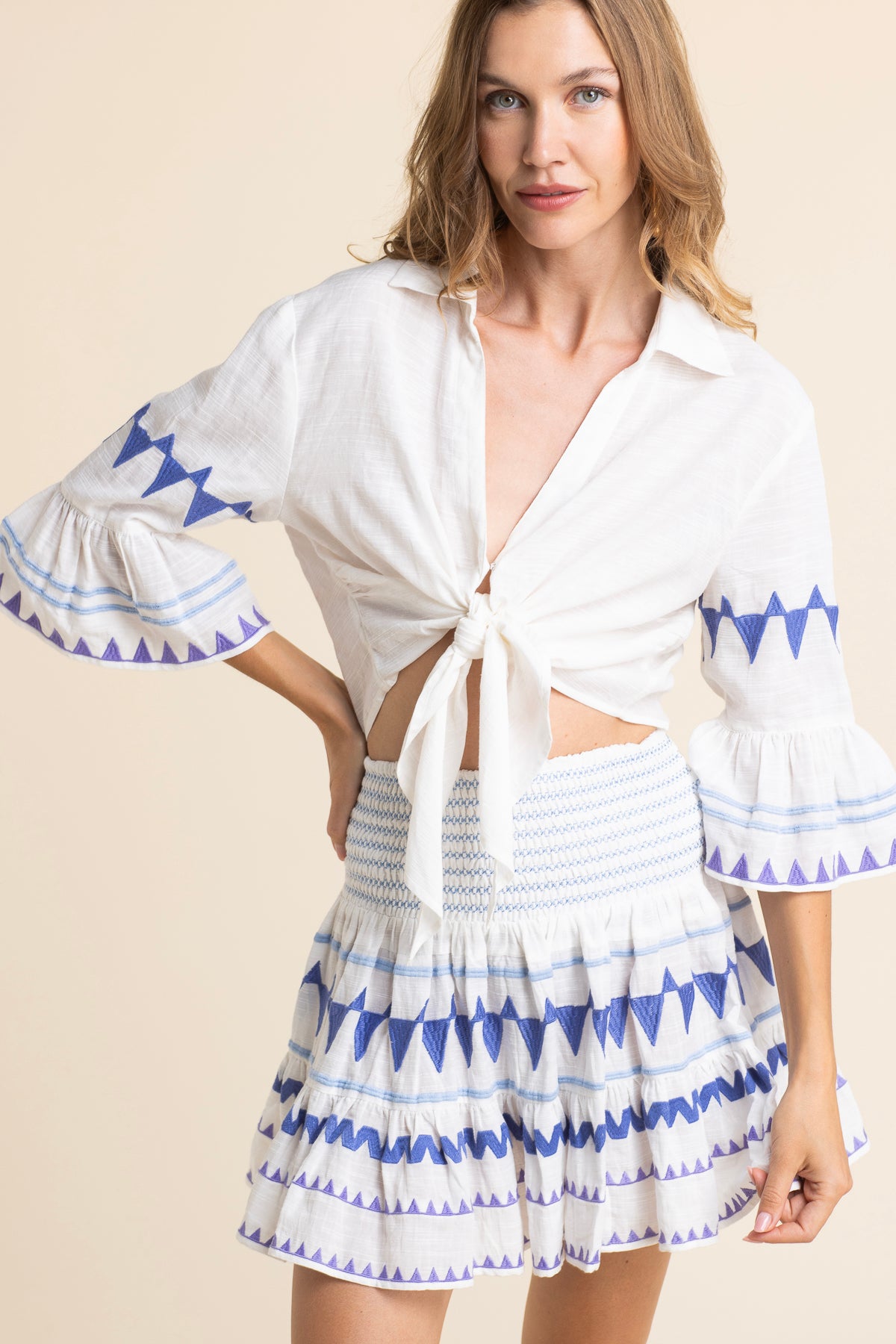 Olga Embroidered Top White