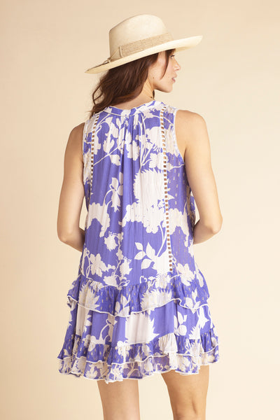 Maeva Big Flower Dress Blue