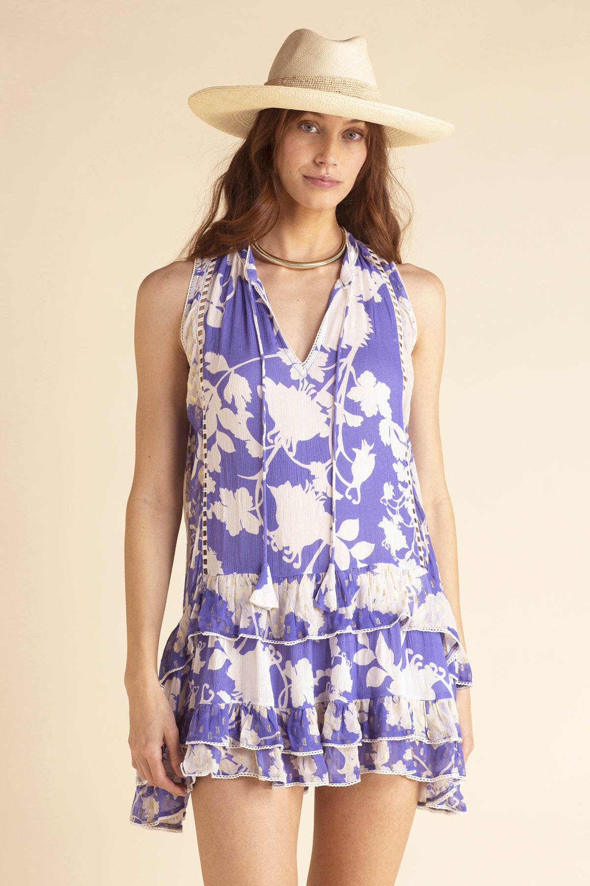 Maeva Big Flower Dress Blue