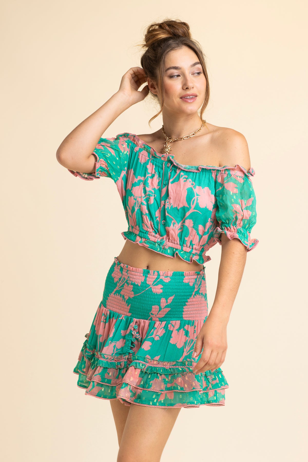 Ashley Flower Top Green