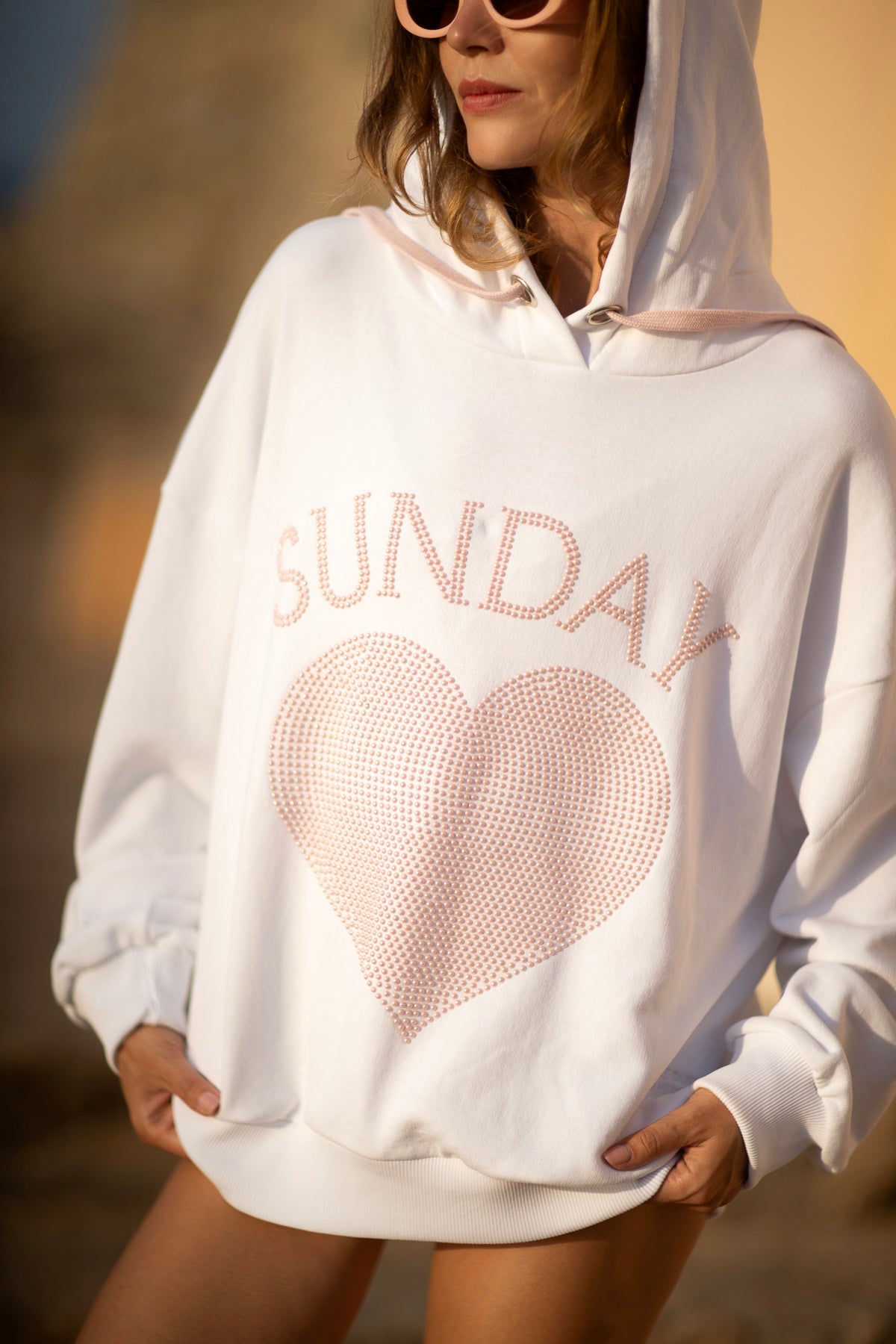 Manama Stud Hoodie White