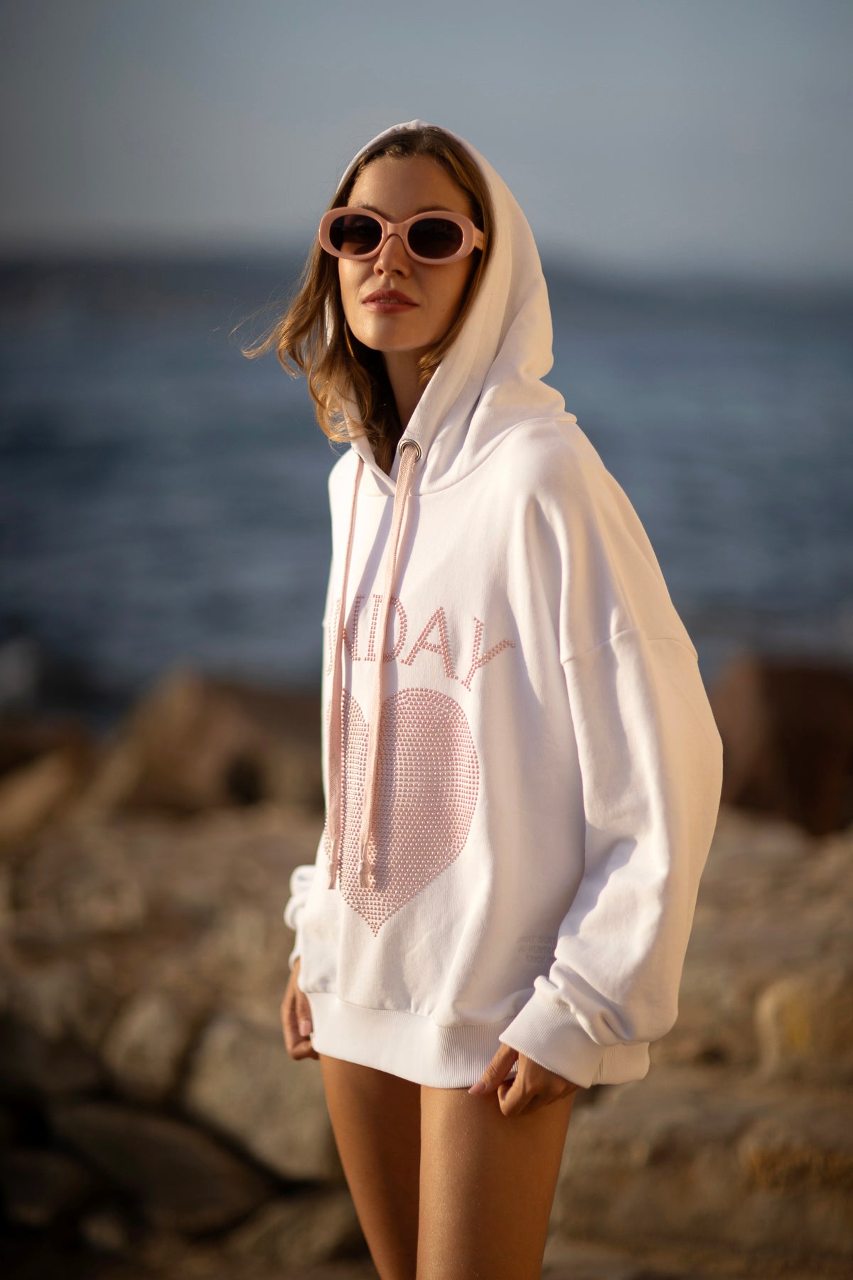 Manama Stud Hoodie White