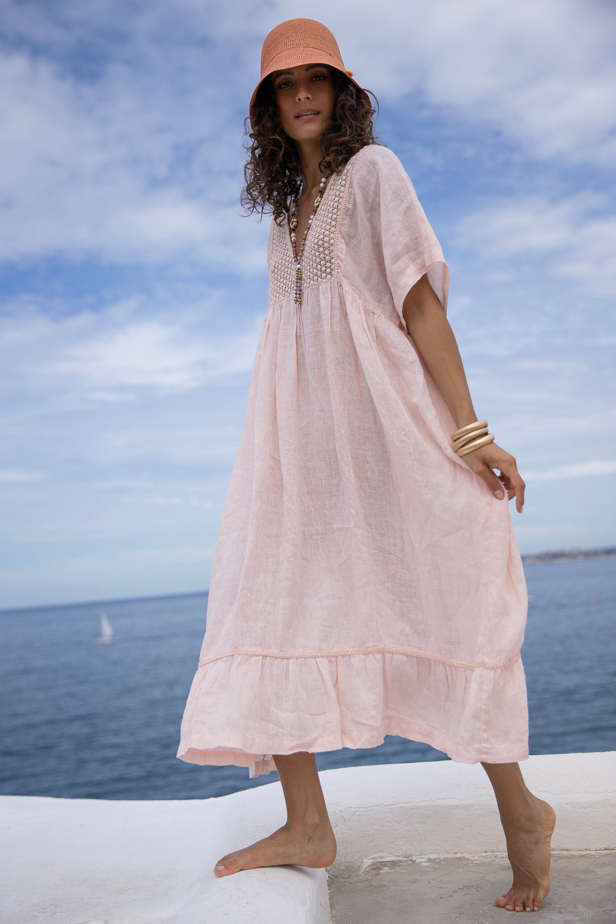 Robe en Lin Valentina Prima Rosa