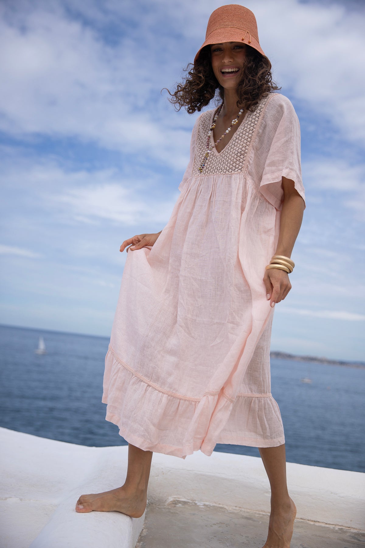 Valentina Linen Dress Prima Rosa