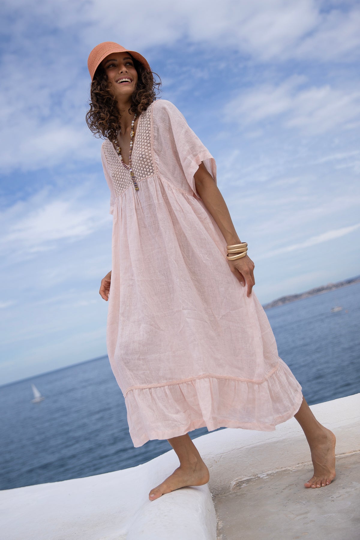 Valentina Linen Dress Prima Rosa