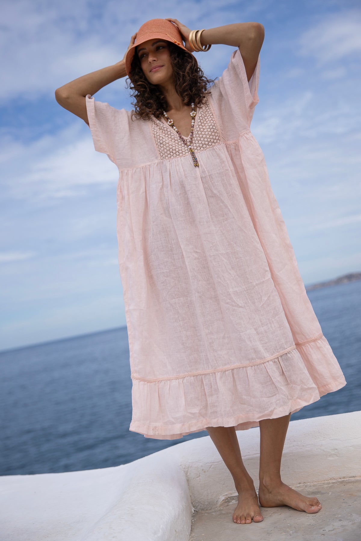 Valentina Linen Dress Prima Rosa