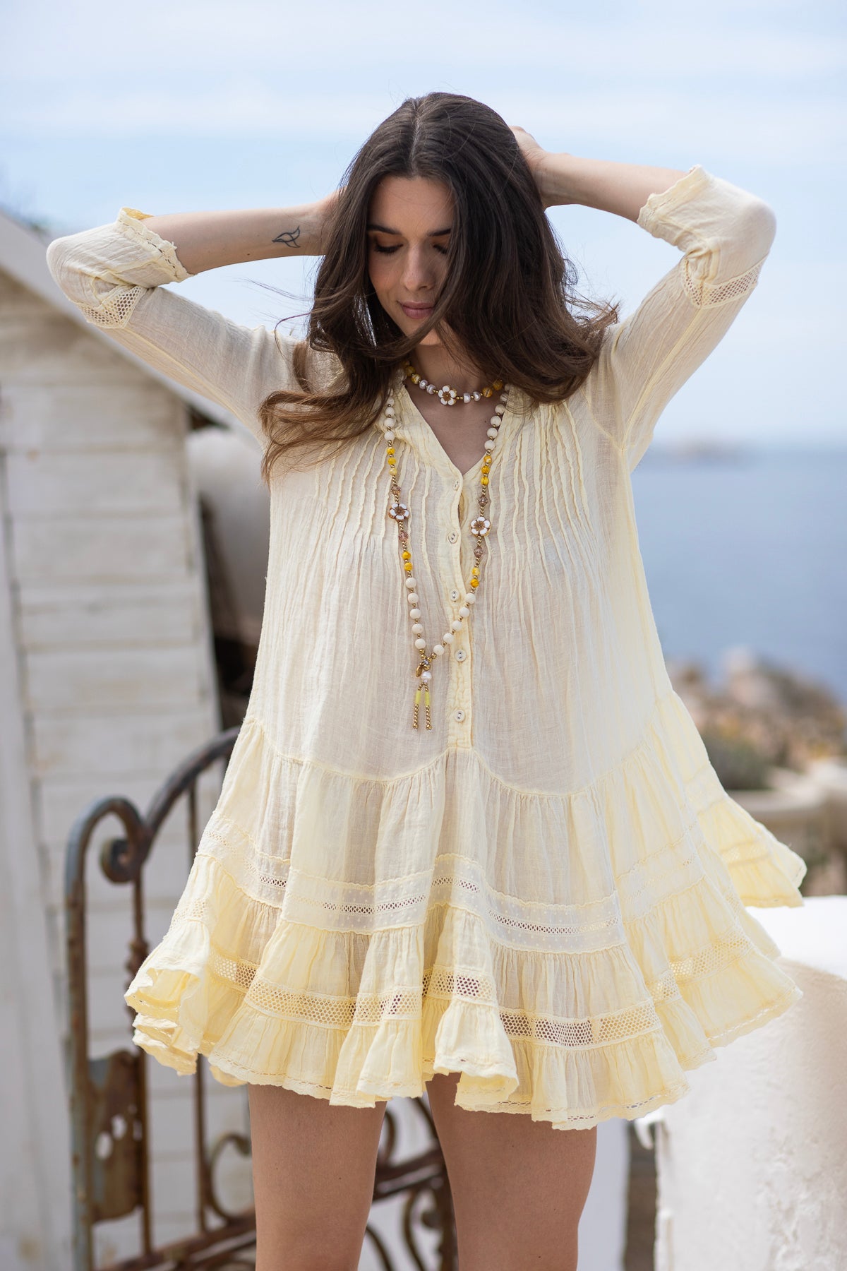 Bella Ciao Linen Dress Yellow