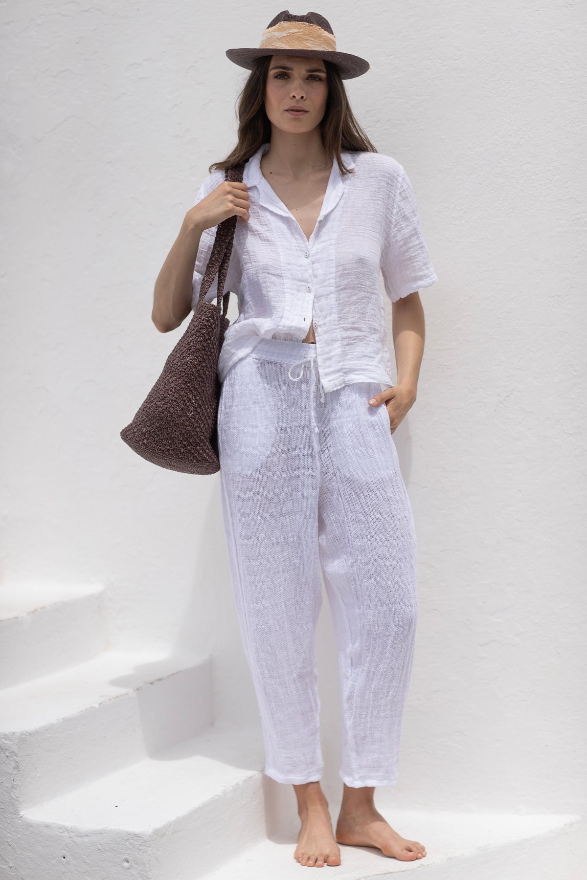 Basil Linen Pants White