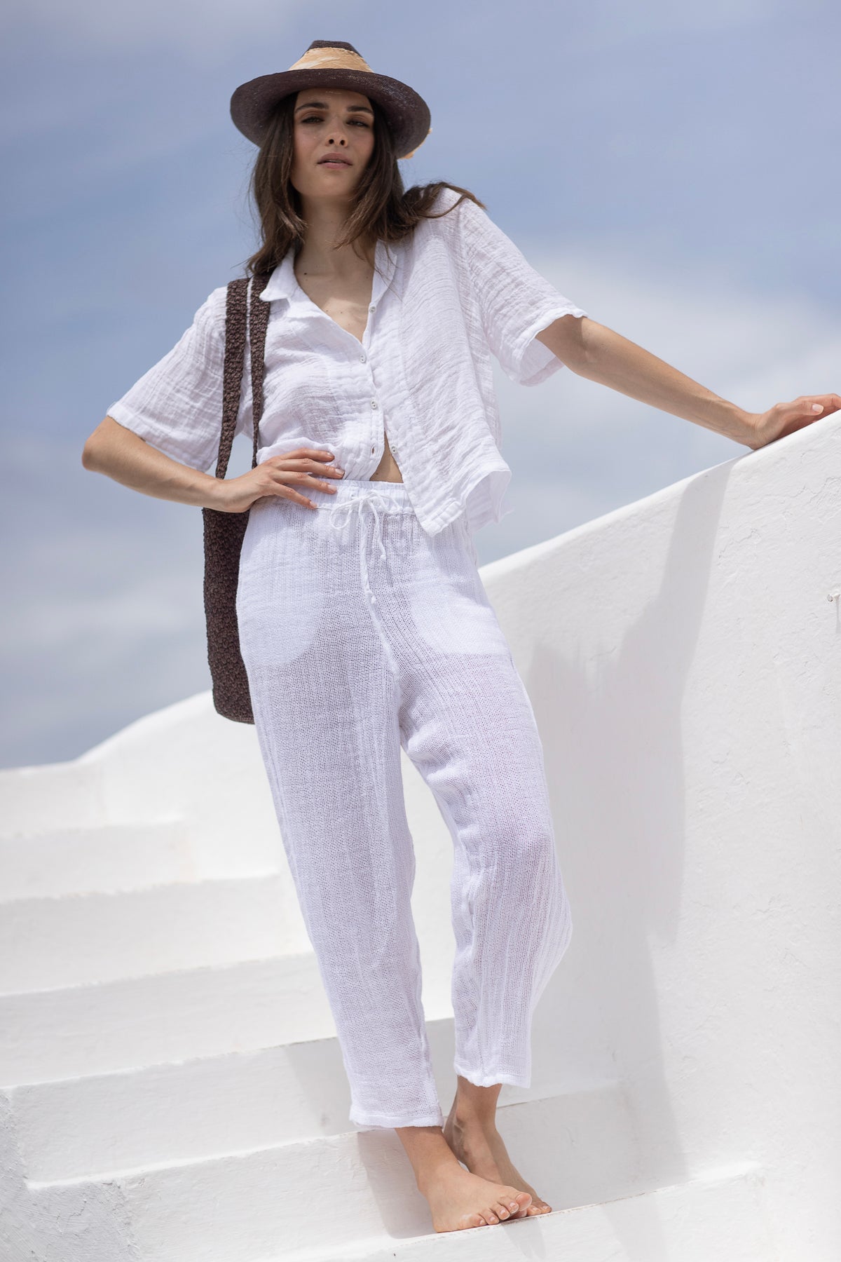 Basil Linen Pants White