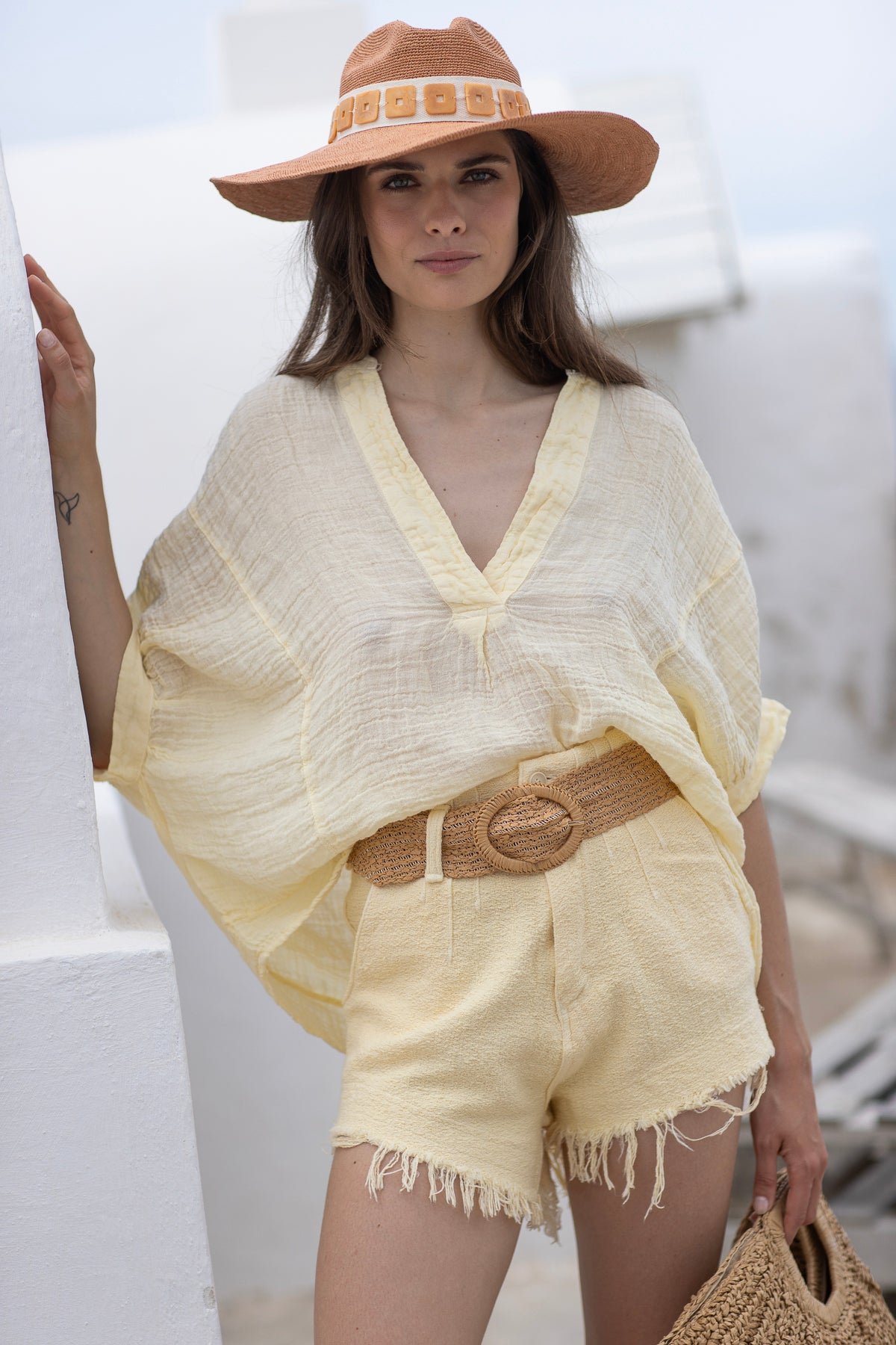 Noa Linen Top Yellow