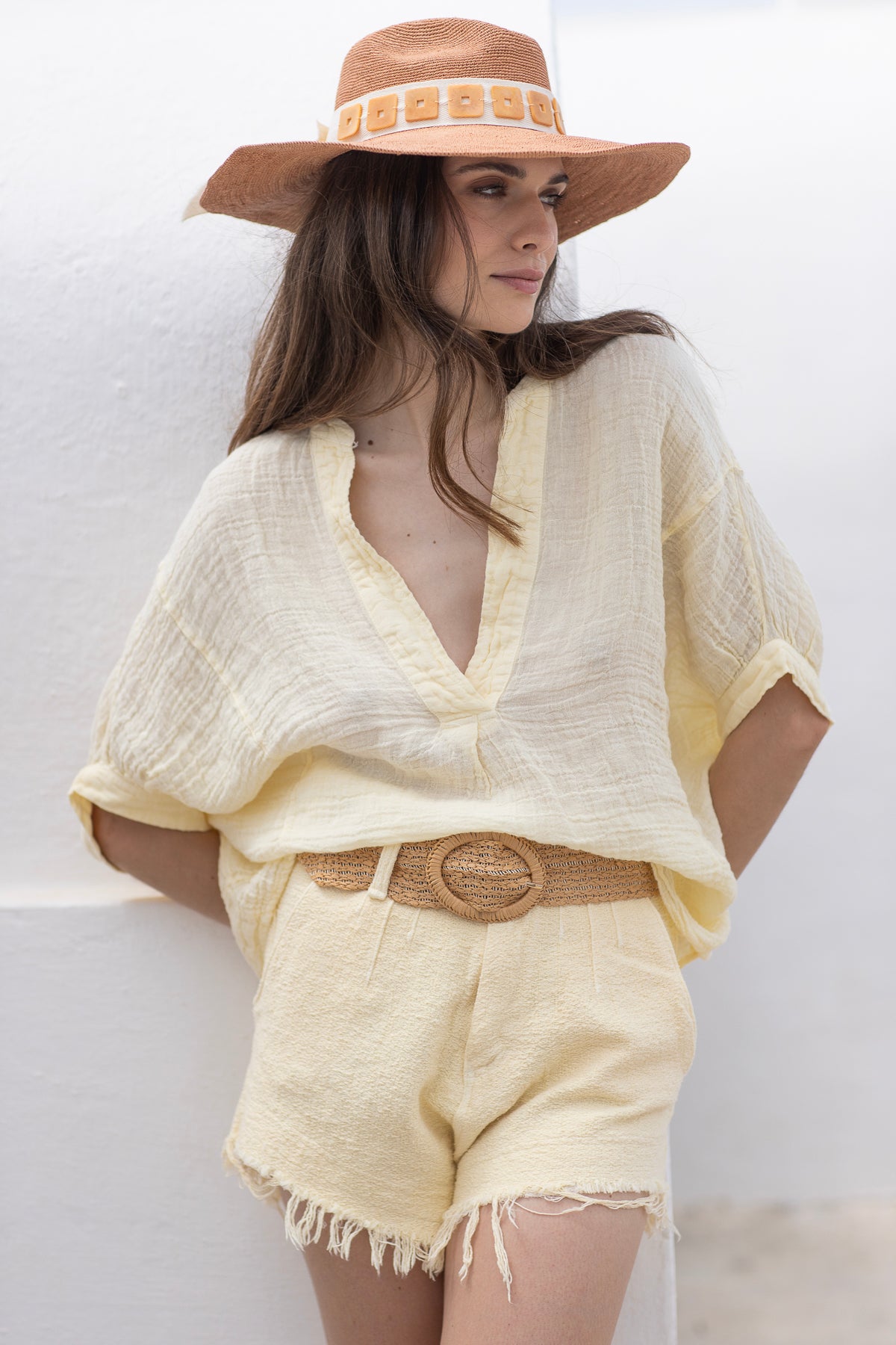 Noa Linen Top Yellow