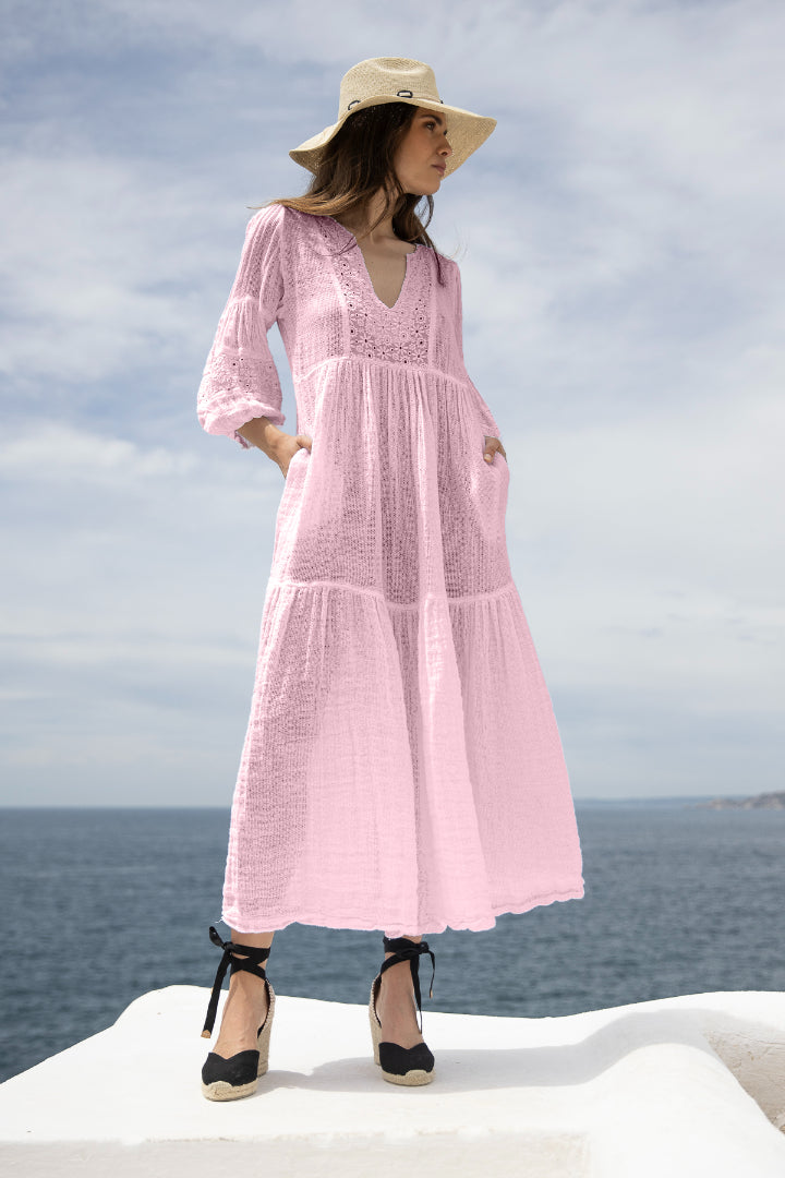 Bella Linen Dress Prima Rosa