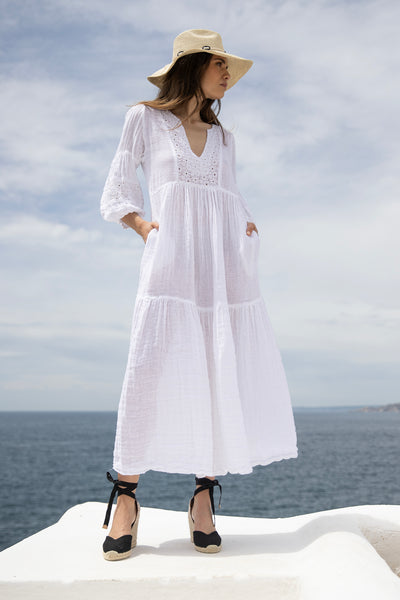 Bella Linen Dress White