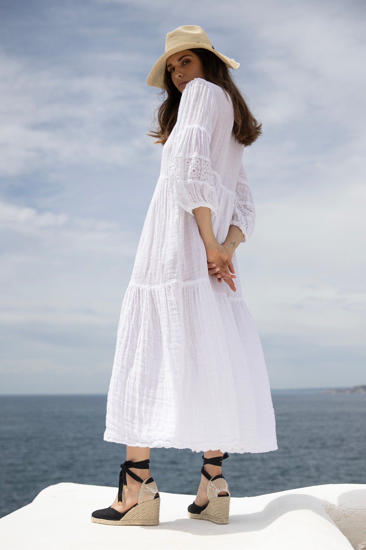 Bella Linen Dress White