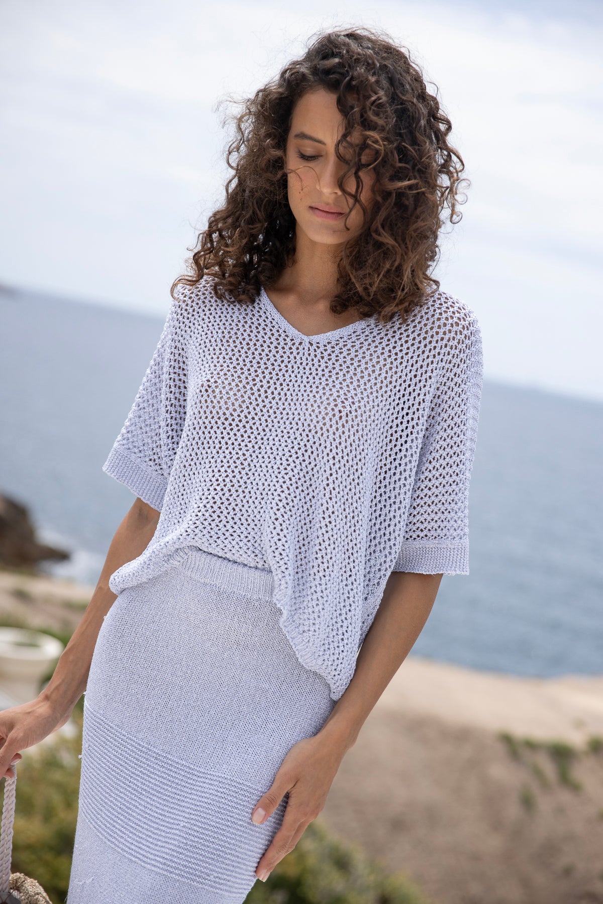 Top Léo Lurex Crochet Argenté