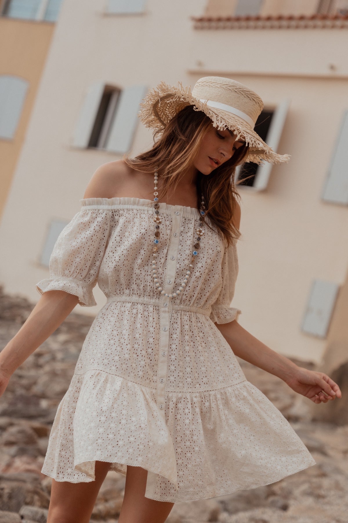 Robe Malibu Brodée Crème